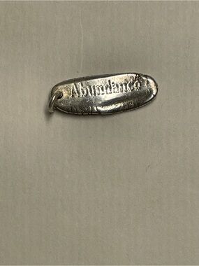 Estate Sterling Silver Rectangular “Abundance” Word Charm, 2g for bracelet